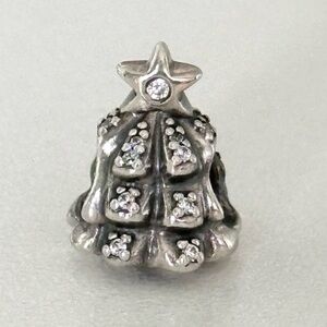 Authentic Pandora Rare Retired Tree Of Lights Clear CZ Star Christmas Tree Charm